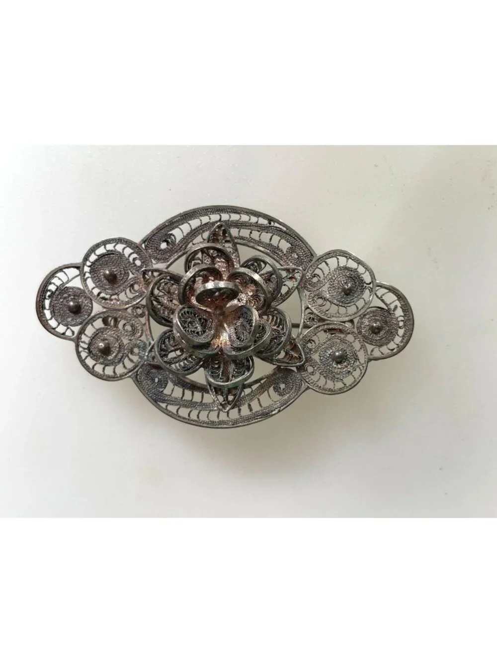 intage Sterling Silver Filigree 3D Layered Blooming Flower Statement Brooch